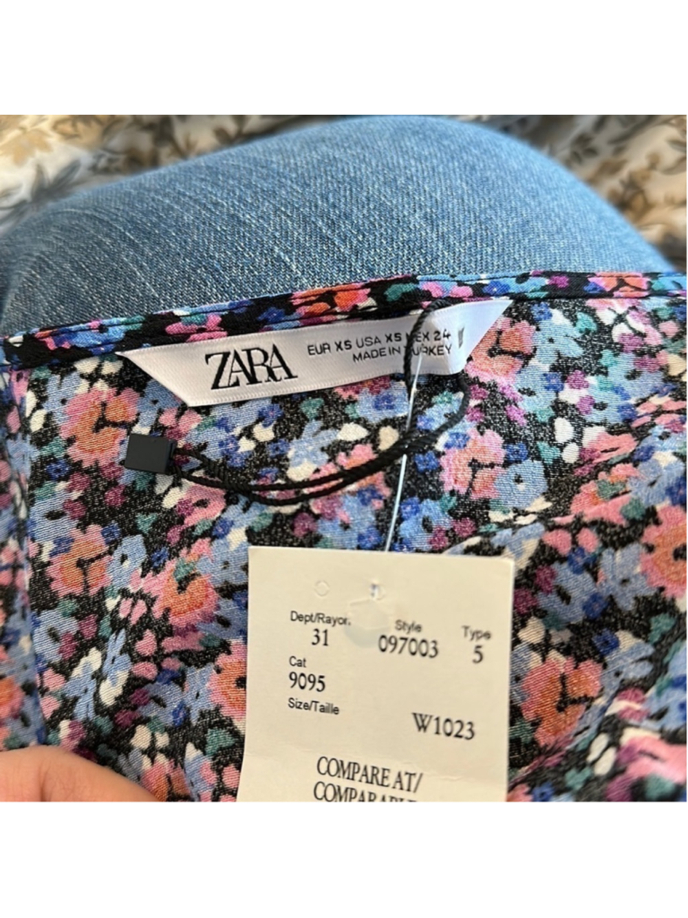 Zara dress ruched button front floral mini dress sz XS NWT - Picture 7 of 11